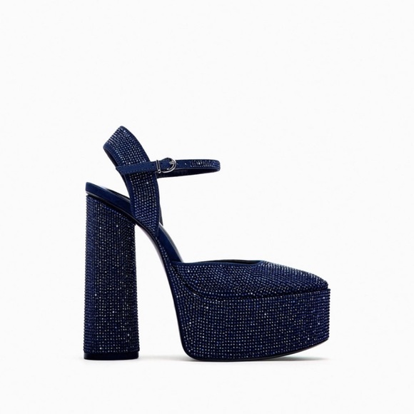 ✨SALE✨ ZARA RHINESTONE HEELED PLATFORM SHOES ✨SALE✨ - Picture 5 of 11